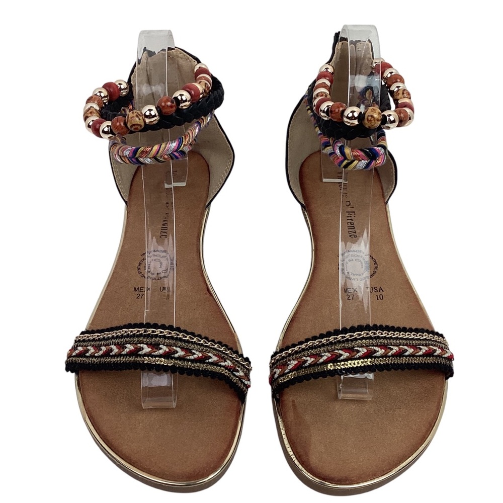 Vittorio D’ Firenze Embellished Ankle Strap Back Zip Sandals